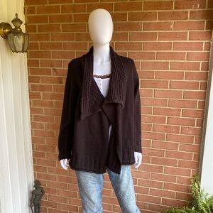 Karen Scott chocolate brown Knit open Cardigan